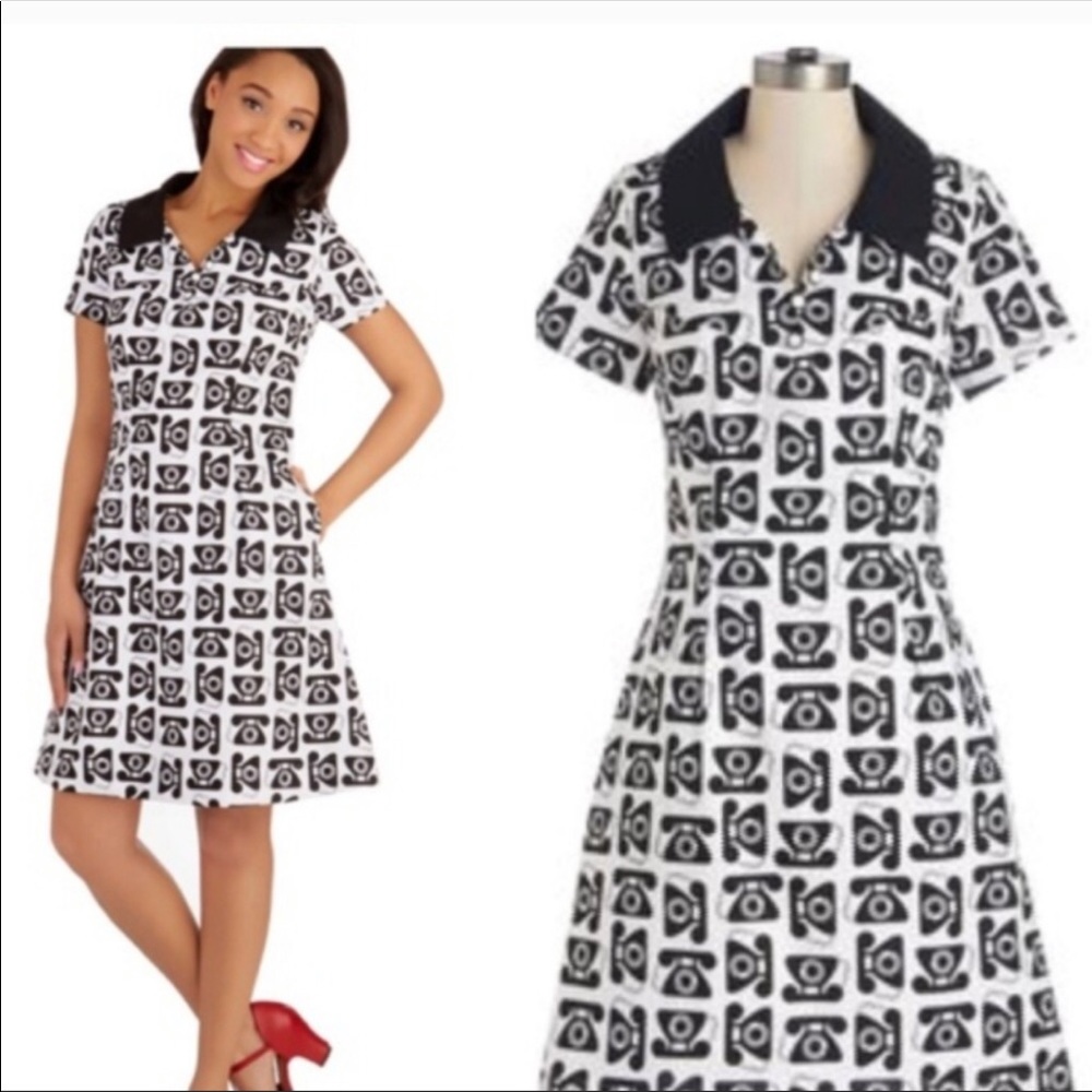 EUC Rare Rotary Phone ModCloth Shirt dress size 4X